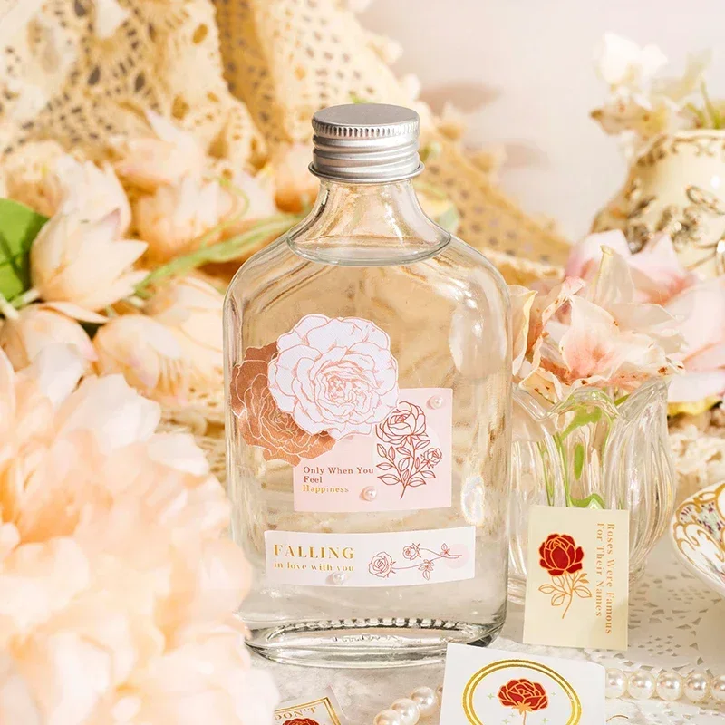 

2Sheets Stickers Stationery DIY Decorative flowering Collage Scrapbooking Paper handmade 194*113mm Flowers Rose Gold Bronzing