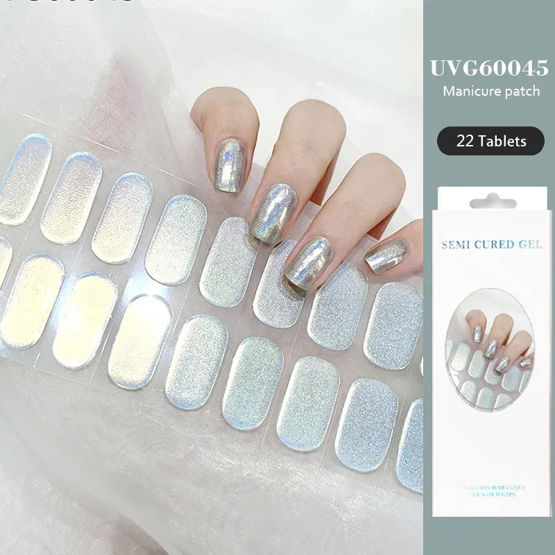 22 Tips UVG Series UV Semi-cured Gel Nail Stickers  Waterproof Long Lasting Phototherapy Lamp Required Full Cover Nail Decals