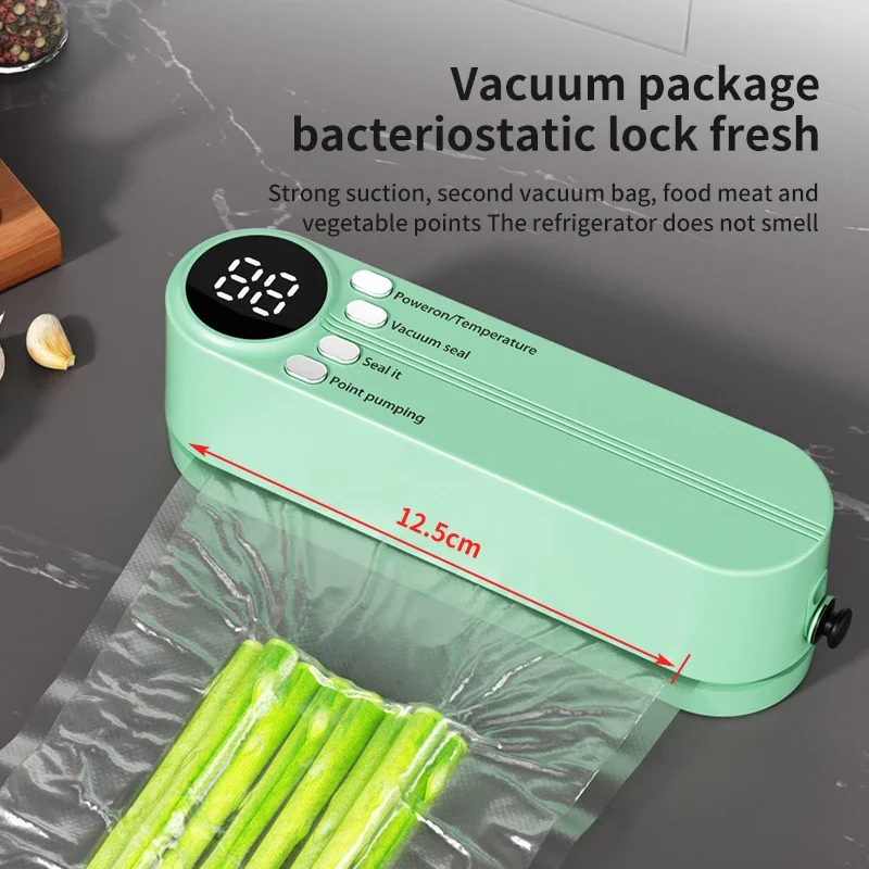 2026 Wireless Automatic Vacuum Sealer Machine Portable Food Packaging System with Digital Display for Home Kitchen Travel Camp