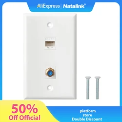 Natalink Coax Wall Plate 1/10-Pack, 1/2/3-Port TV Cable Wall Plate 3GHz F-Type Keystone Wall Jack for Coaxial Cable, Single Gang
