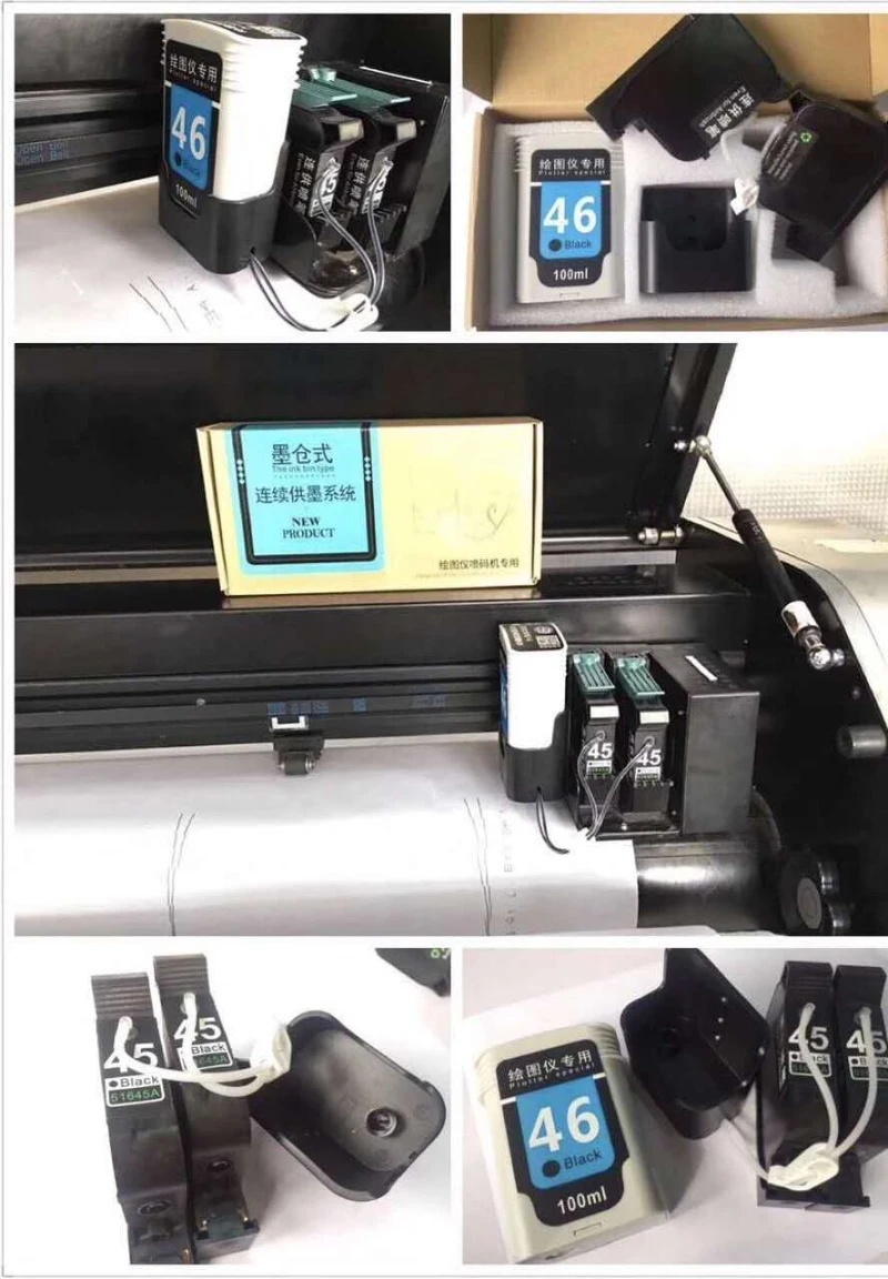 Inkjet Plotter Cutter Usage Continuous Refillable HP45 Ink Cartridge