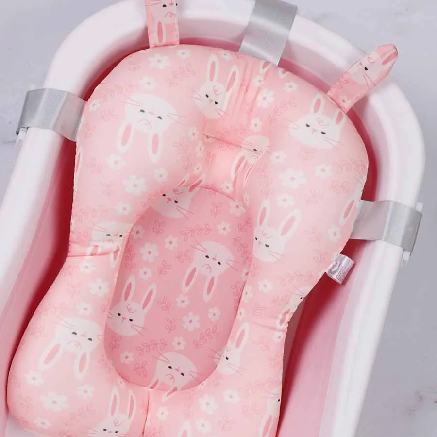 

Baby Shower Bath Tub Mat Infant Foldable Support Bath Body Cushion Baby Tubs Pillow Cartoon Non-Slip Soft Newborn Bathtub Pad