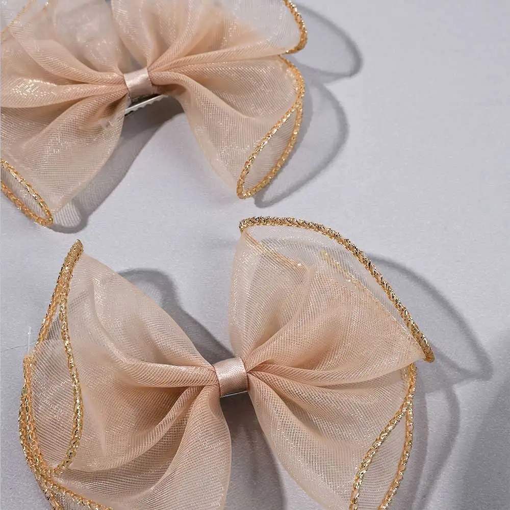 2Pcs/Set Sweet Bow Chiffon Hair Clip Kids Glitter Hairpin Headwear Children Bowknot Barrettes Fashion Korea Hair Accessories