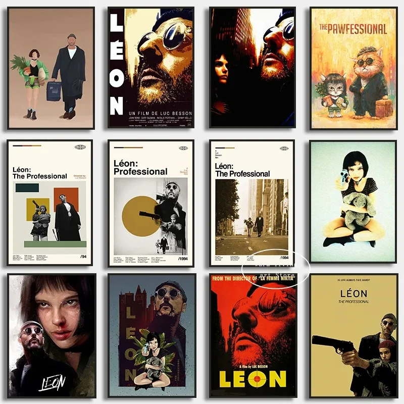 Leon Movie Posters Print Famous Leon The Professional Canvas Painting Vintage Wall Arts Picture for Living Room Home Decoration