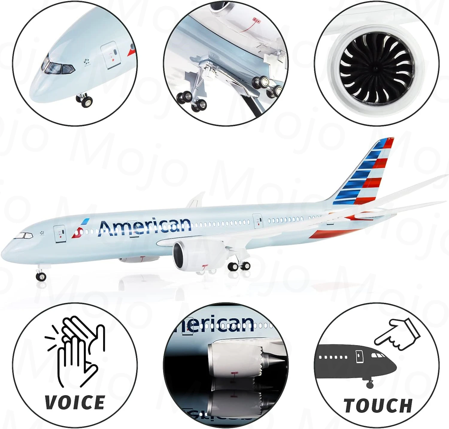 1:130 Scale 43 cm 787 Boeing Jetliner American B787 Aircraft Model Die-Cast Resin Plane Jewellery With LED Lights Can Be A Gift