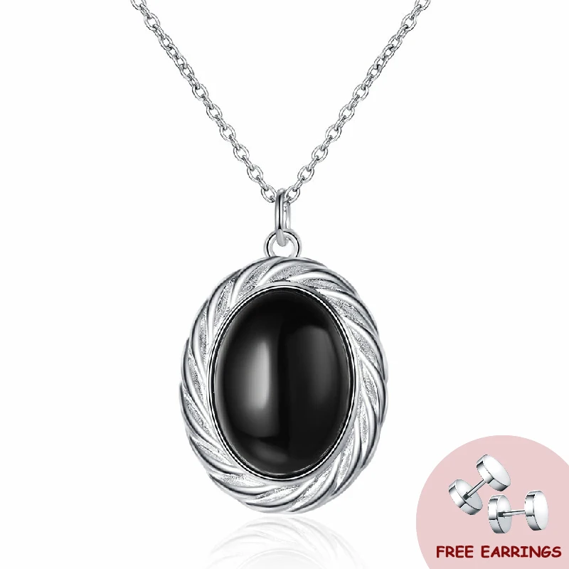 Fashion 925 Silver Jewelry Pendant Necklace with Obsidian Accessories for Women Wedding Engagement Bridal Party Gift Wholesale