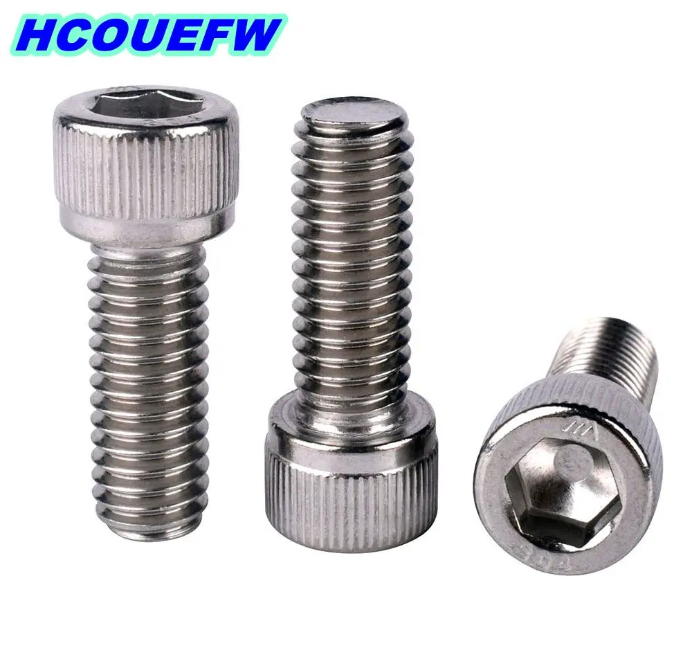 HCOUEFW 5Pcs 5/16-18 Inch Coarse Thread Hexagon Bolt 304 Stainless Steel or Black 12.9 Grade Carbon Steel Allen Hex Socket Screw