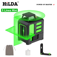 HILDA 5 Lines High Precision Green Laser Level with Automatic Self-Leveling Ideal for Construction and Picture Hanging