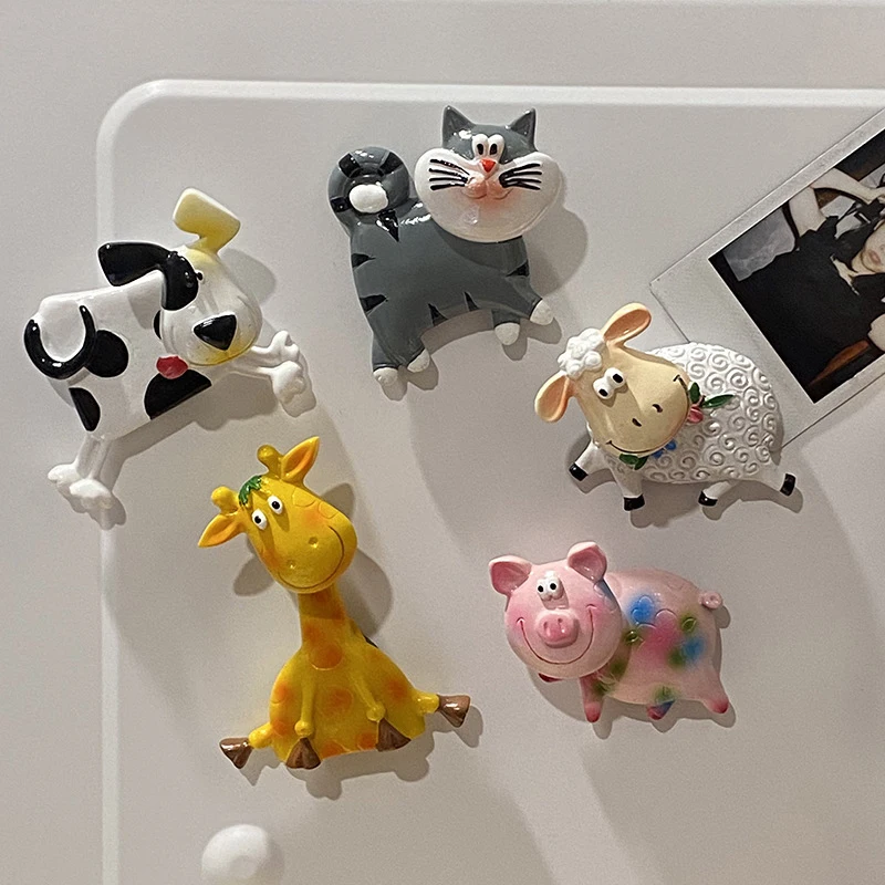 Cartoon Shaking Head Animal Refrigerator Magnet Message Board Resin Magnetic Sticker Refrigerator Decoration Photo Wall Toy Gift