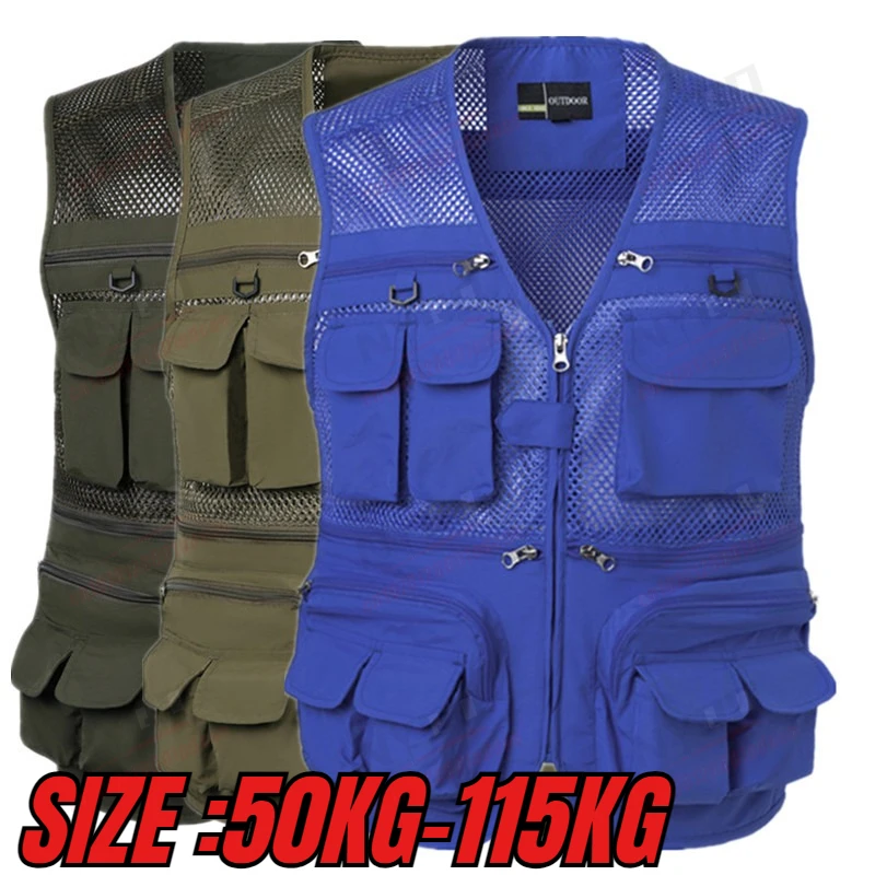 

Men Motorcycle Riding Vest New Multi Pocket Breathable Outdoor Sports Jacket High Quality Design