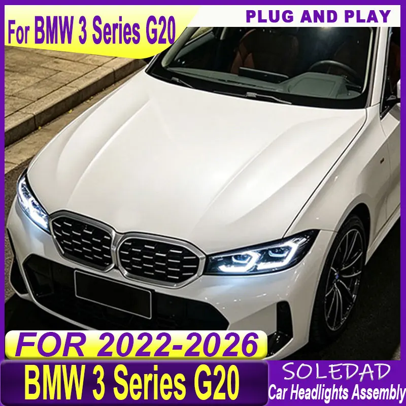 Car Styling Headlights For BMW  3 Series g20 2022-2026 headlights Dual Color Version Yellow and White Upgrade Lamp Lens Style