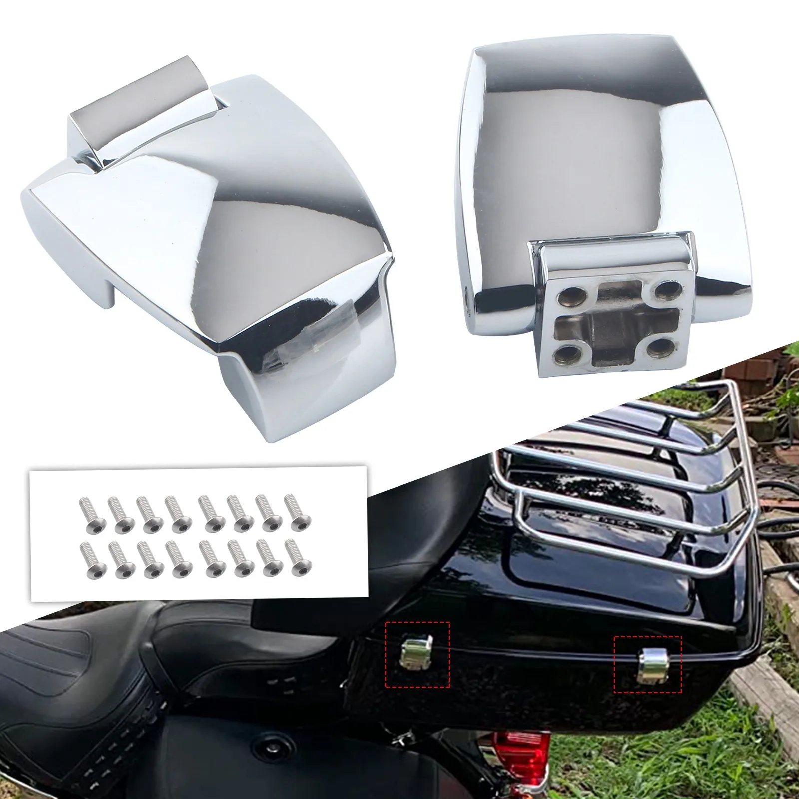 For Harley Davidson Tour Pak Touring Glide 1988- 2013Motorcycle Razor Chopped King Luggage Hinges Chrome Accessories
