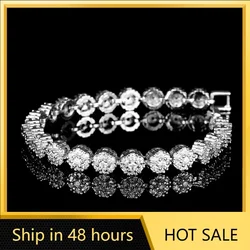 Luxury Micro Pave Tennis Bangles AAA Zircon Hip Hop Jewelry Cut Round Wedding Shiny 18k Gold Plated for Woman Party Wholesale