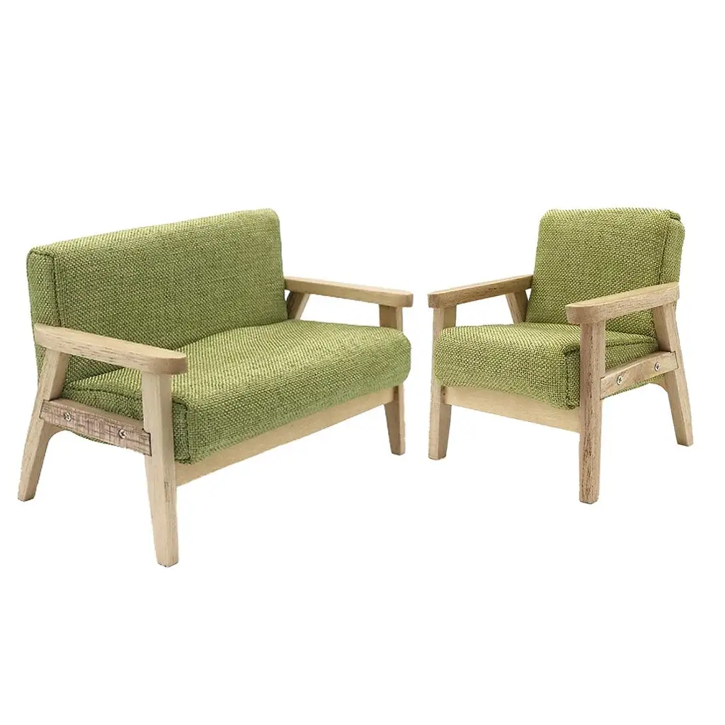 

Pack Of 2 1:12 Scale Dollhouse Sofa Miniature Furniture Supplies