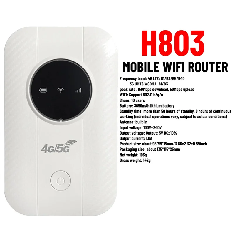 CS-H803 4G LTE Mobiele Wifi Router 3650Mah 150Mbps Wifi Modem Tot 10 Gebruikers Met Sim-kaartsleuf draadloze Router Voor Reizen