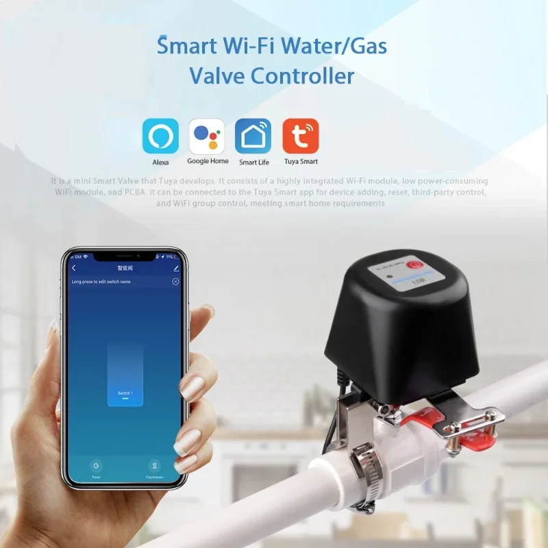 Tuya WiFi Smart Water Valve Gas Valve Timing Control Garden Smart Faucet for Water Support Alexa Google Assistant Smartlife APP