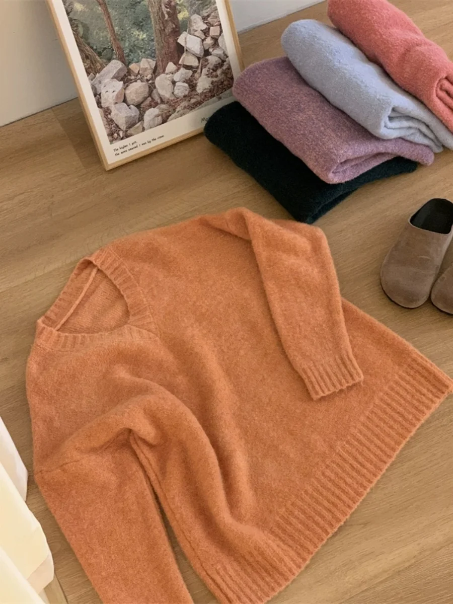 

Вязаный длинный свитер из мягкой шерсти Sve V-Ne Dr, пушистая теплая смешанная ткань, обычный тонкий однотонный свитер