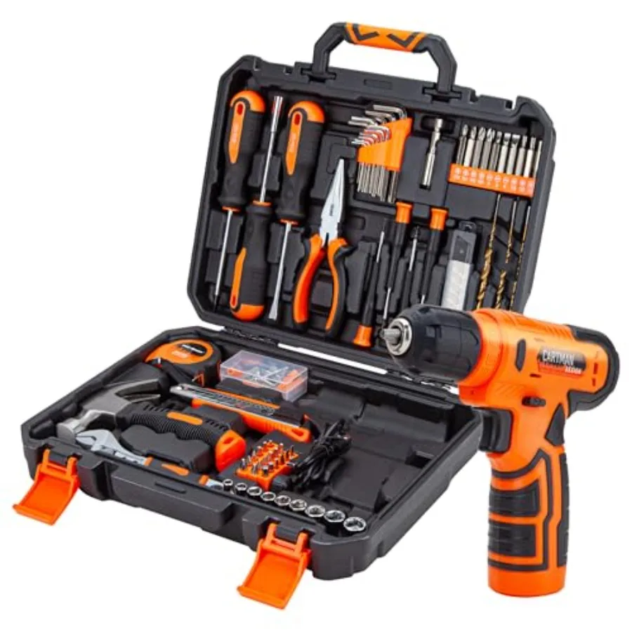 150-Piece Household Tool Set with 8V Cordless Drill Driver Kit Complete Hand Tool Set for Home Maintenance DIY Projects