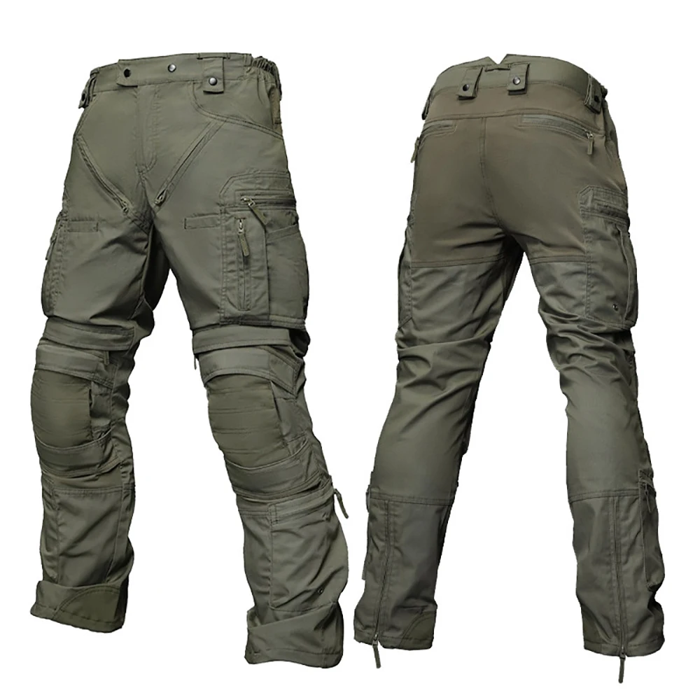 HT Tactical Outdoor Cargo Pants, Built-in Knee Pads, Multi-Pocket Combat Trousers for Hiking Trekking