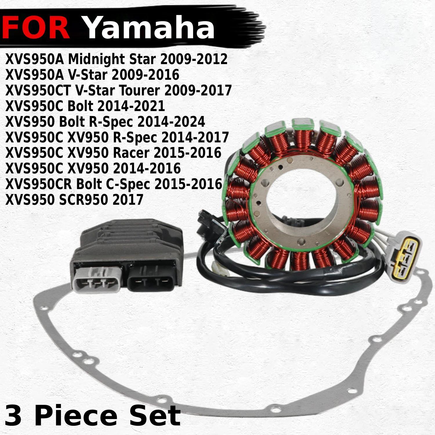 Fits for Yamaha XVS950A XVS950CT V-Star XVS950C XVS950 XVS950CR SCR950 Racer Bolt R-Spec Regulator Magneto Stator Coil Gasket Ki