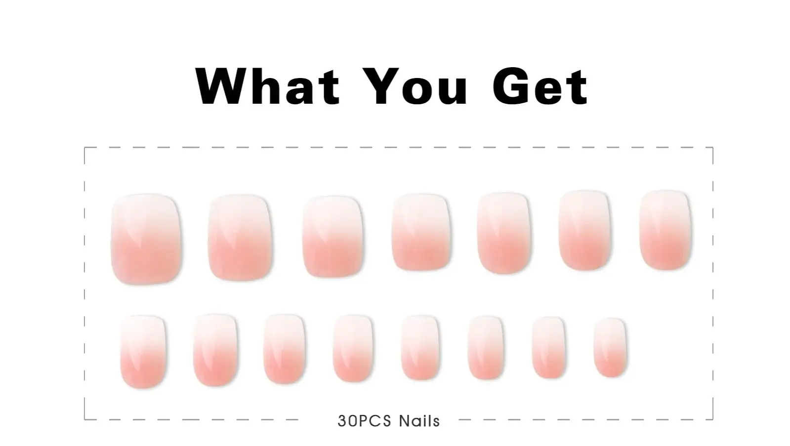 Bébé rose Ombre presse sur ongles carré court faux ongles aérographe couleur naturelle 30 pièces/ensemble