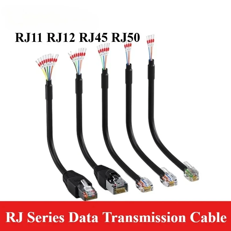 Crystal Head RJ11 RJ12 RJ45 RJ48 RJ50 to 485/422 RJ45 to 232 Connector Cable with Number Tube Solder-free Data Transmission Line
