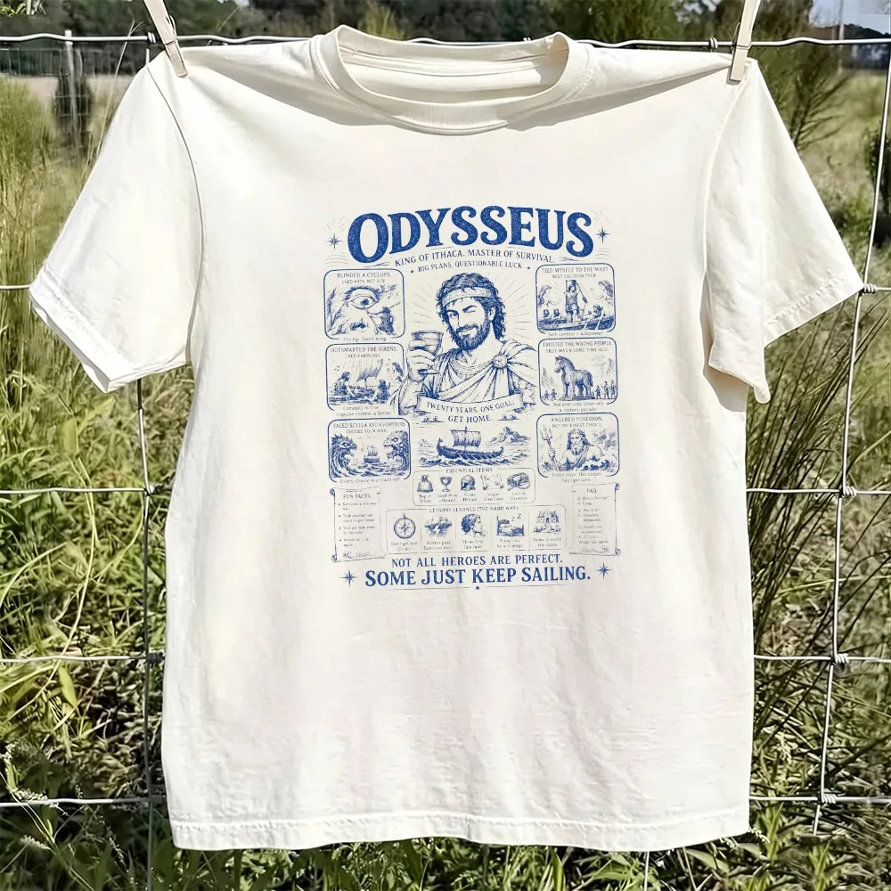 Odysseus T-Shirt Funny The Odyssey Greek Mythology Tee Homer Epic Gift for English and Classics History Teachers Fans Tops
