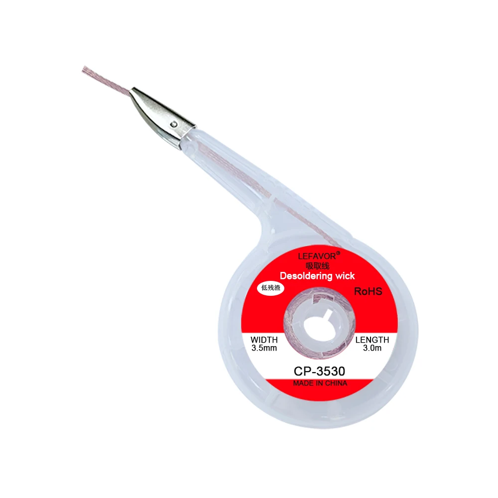 Starkes Entlötgeflecht, 1,5/2,0/2,5/3,0/3,5/4 mm Breite, 3 m Länge, Saugzinn-Lötentferner, Dochtdraht, BGA-Lötreparaturwerkzeuge – Detail 16