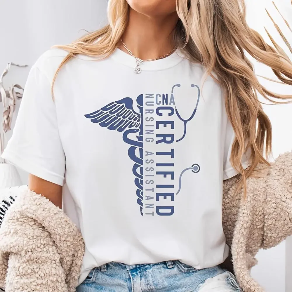 Certified Nursing Assistant Cna Stethoscope Wing Print, T-Shirt, Medical Nurse Career Gift, Hospital Work Wear