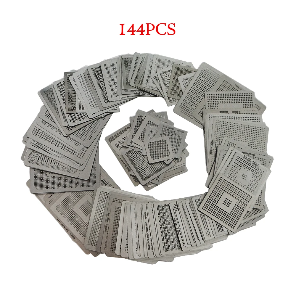 

144pcs/lot BGA Direct Heat graphics card BGA Stencils INTEL/ NVIDIA/ ATI Video chips Bga Reballing Stencil Tample Kit