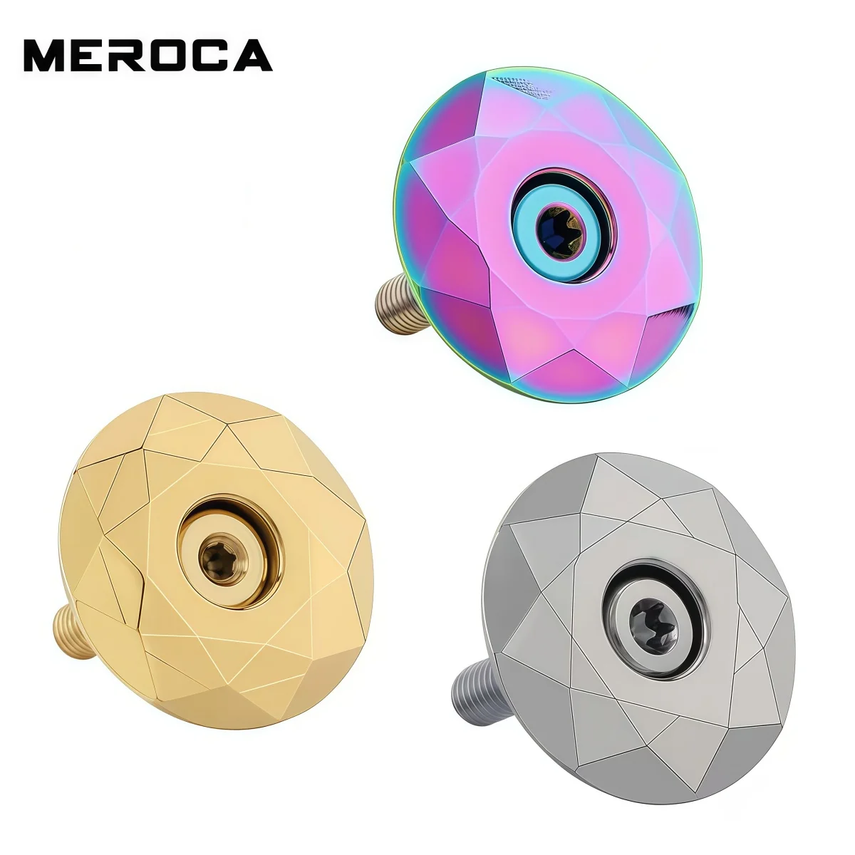 MEROCA CNC Aluminum Bicycle Headset Top Cap For MTB / Road Bike - Rainbow Color / Gold / Silver