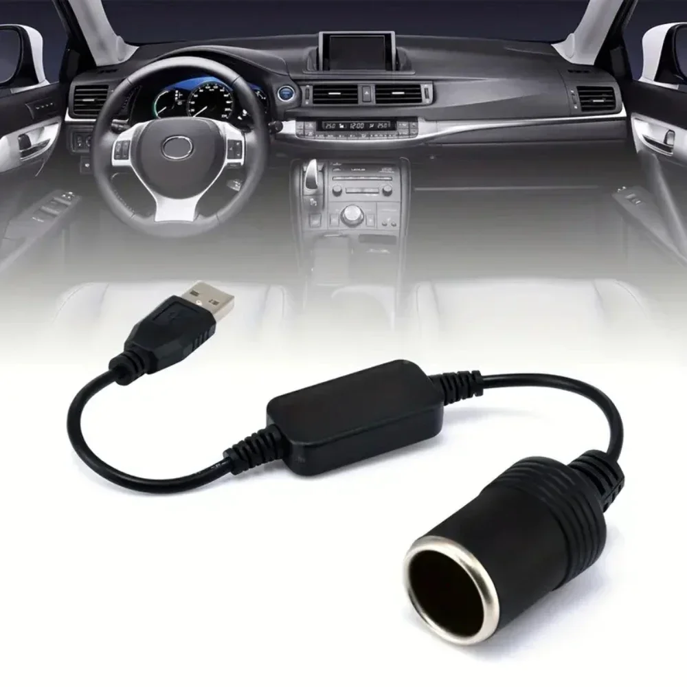 

Adaptador de isqueiro, macho para fêmea soquete, acessórios eletrônicos do carro, conversor, 5V, 2A, USB para 12V, 1PC