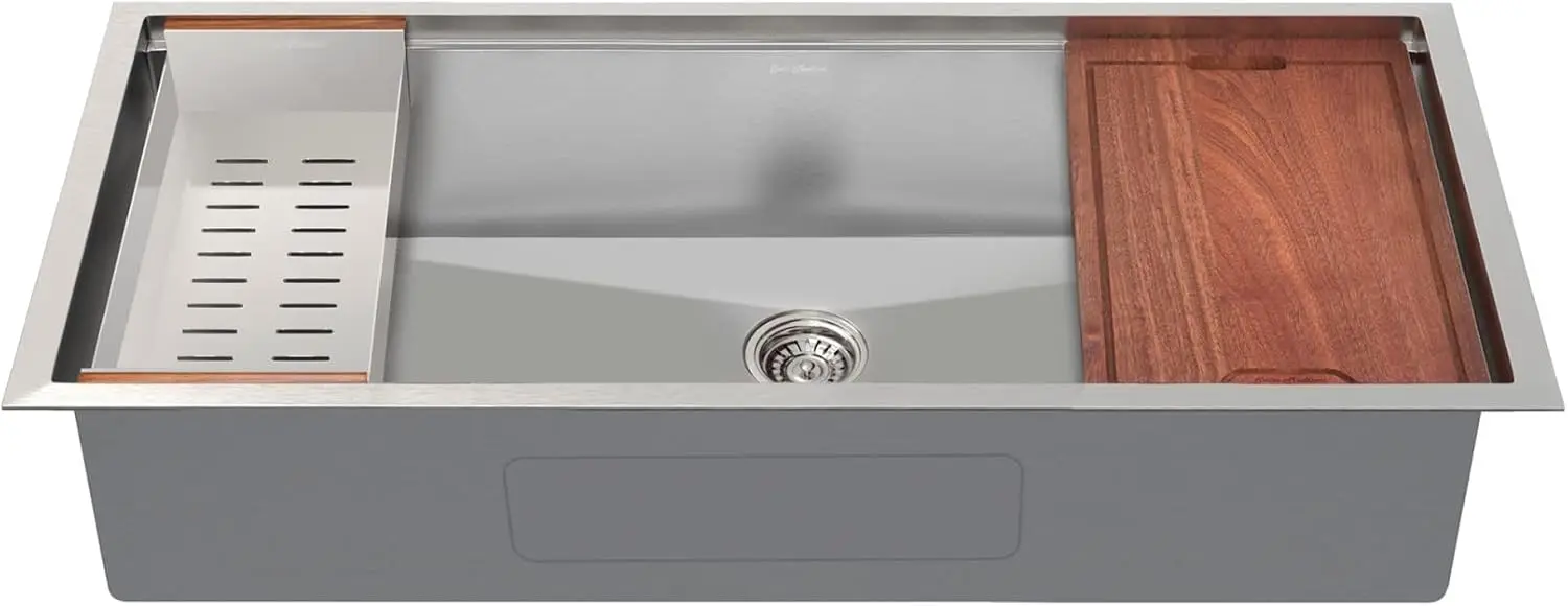 Rivage 45 X 19 Single Basin Undermount Kitchen Workstation Sink, Stainless Steel (Sm-Ku756)