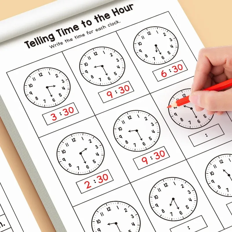 Children's Workbook on Learning Time Concepts Suitable for Homeschooling Kindergarten Activities Includes Reading Math Practice