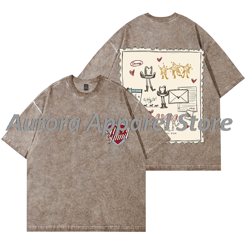 

Avery Anna Doodle Vintage Wash T-Shirts Let Go Letters Tour Merch Women Men Cotton Short Sleeve Tee