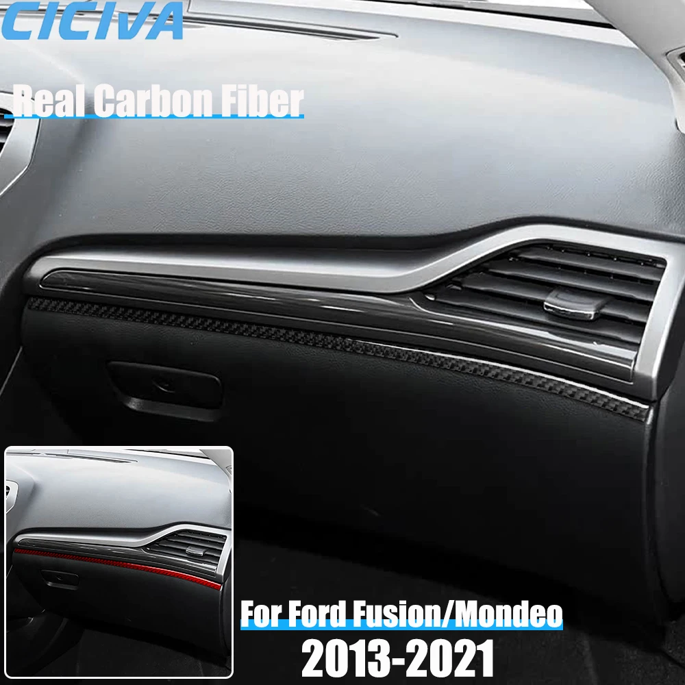 

Real Carbon Fiber Car Accessories Passenger Dashboard Strip Trim Cover Soft Sticker For Ford Fusion/Mondeo 4th Gen 2013-2021