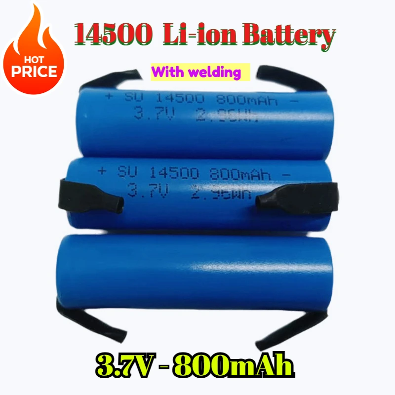 Original 14500 AA Li-ion Battery3.7V 800mAh Rechargeable Battery Lithium Batteries 1000 Times for LED Flashlight Toys Calculator