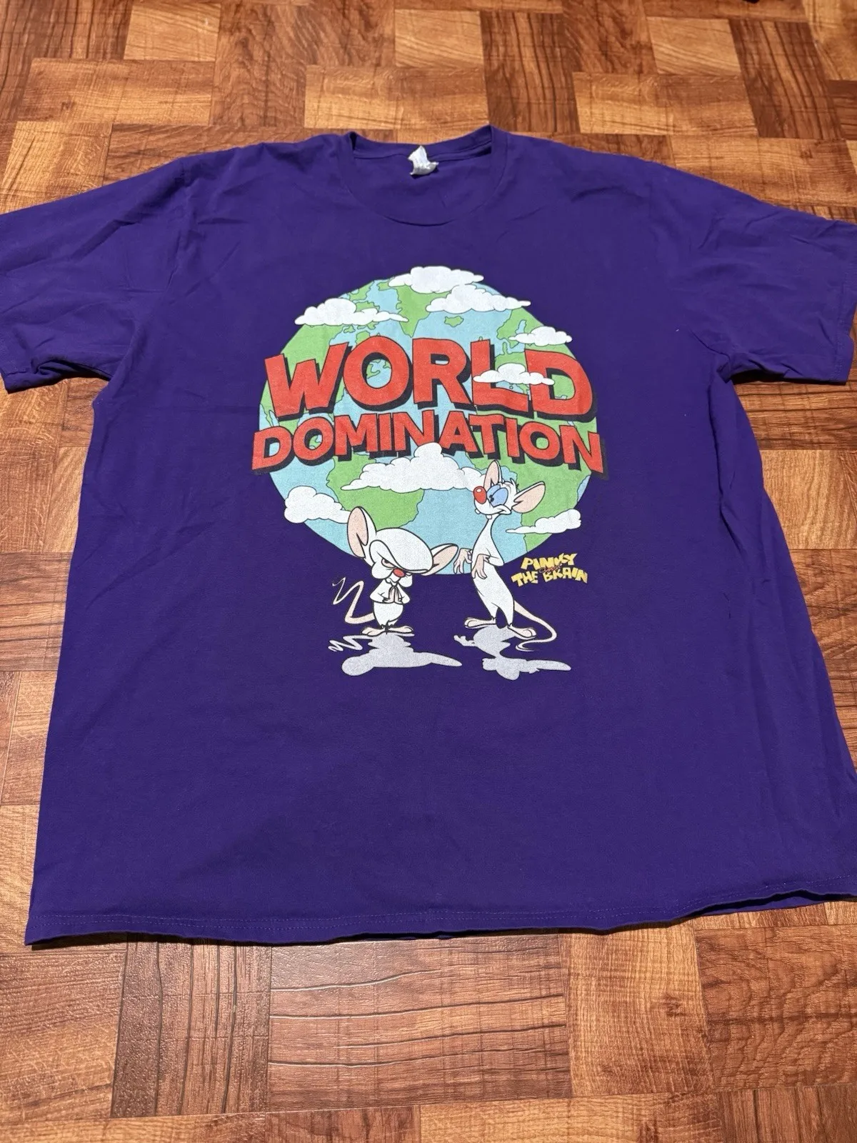 Pinky and the Brain Adult New TShirt  World Domination Globe Pic XXL
