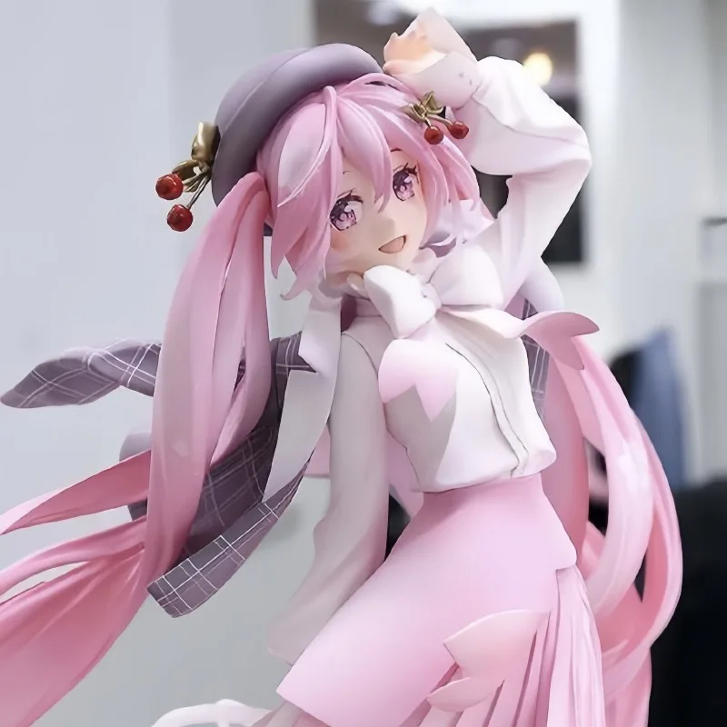 반다이 하츠네 미쿠 모델 애니메이션 피규어 벚꽃 귀하의 공주 Songma 주변 장식 장식품 선물