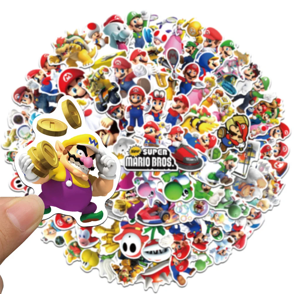 10/30/50/100pcs Anime Cartoon Super Mario Bros gry naklejki deskorolka gitara rowerowa Laptop telefon wodoodporna naklejka motocyklowe