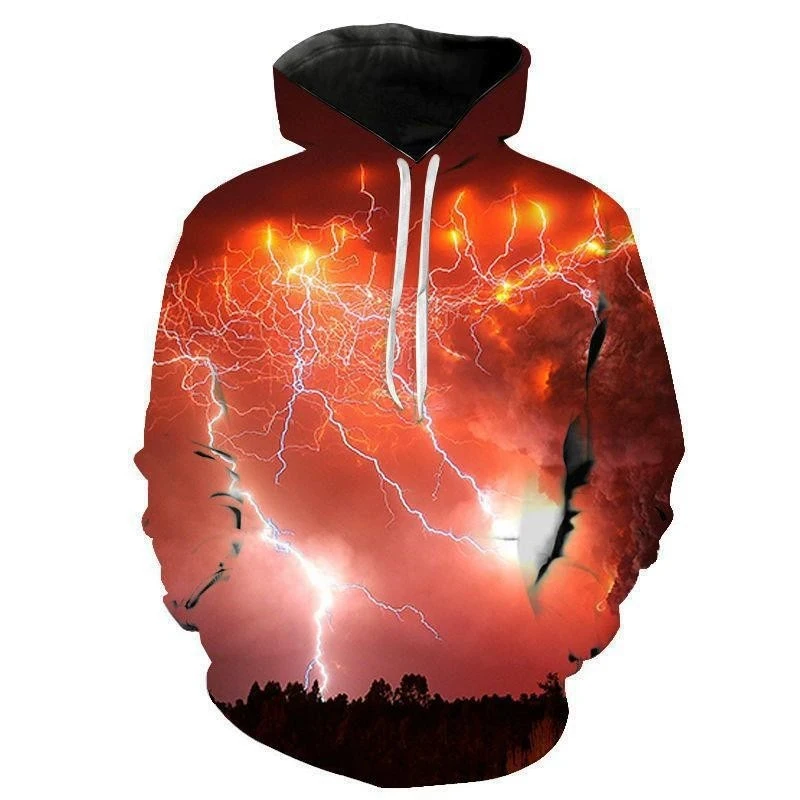 Fashion Lightning 3D Print Hoodie Men Women Hoodies Streetwear Oversized Pullovers Hooded Sweatshirts Male Tops Clothing S-7XL