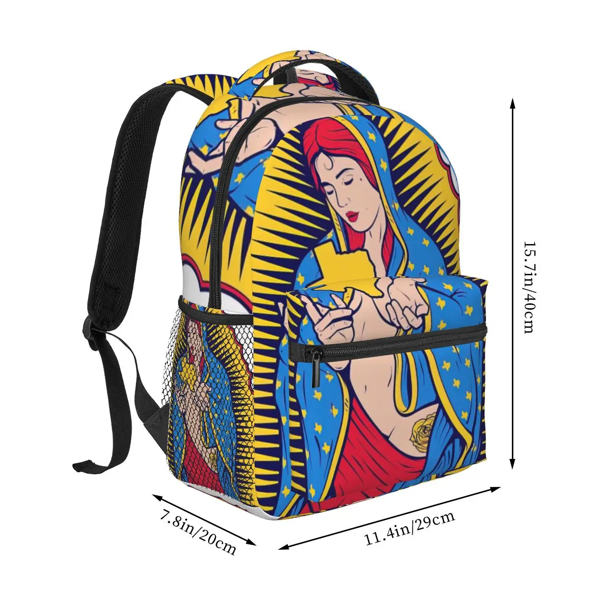 Lady Of Guadalupe Texas Pinup Girl Virgin Mary Texan Backpack for Girls Boys Travel RucksackBackpacks for Teenage school bag