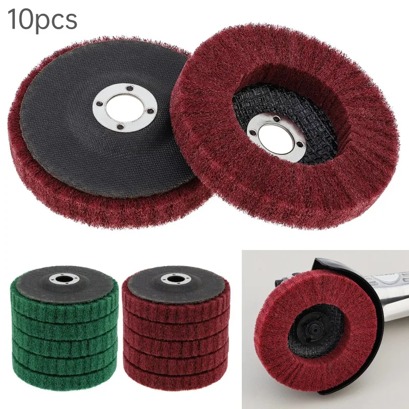 10 pieces of stainless steel nylon fiber polishing pads, 10cm x 1.6cm polishing brush wheel rotating tool