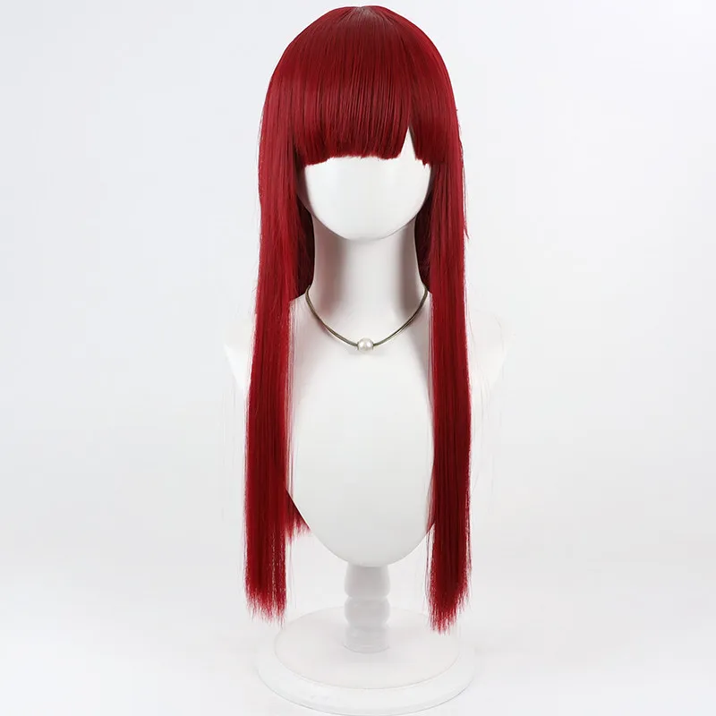 Yuri Cosplay Wig Limbus Dark Red Long 70cm Heat Resistant Synthetic Hair Halloween Party Role Play Carnival + Free Wig Cap