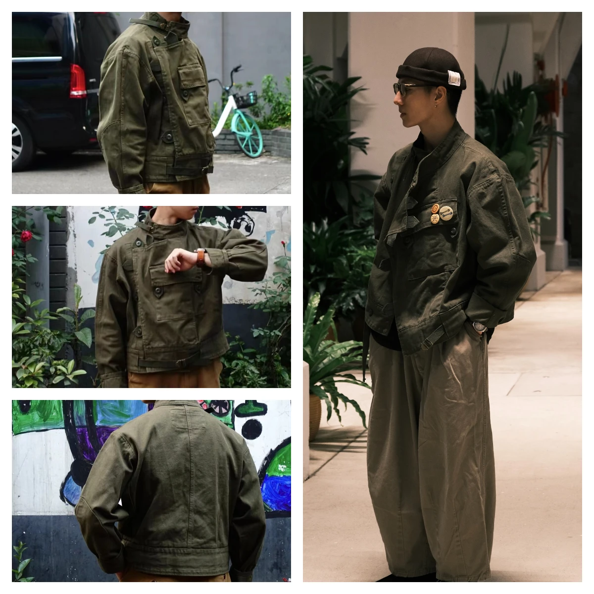 Maden Retro 16oz Canvas Swedish Motorcycle Green Jacket Pocket Bomber Jacket Casual Hunting Work Outwear for Men Spring and Fall 20 Sadbdb3a4a7c24b91bbf55d581514b189t