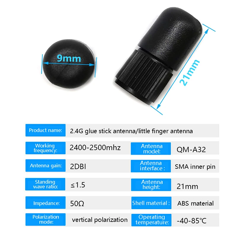 เสาอากาศ WiFi ขนาด2.4กรัมแท่งกาวสั้นขนาดเล็กติดบลูทูธเสาอากาศภายนอกโมดูลไร้สายเราเตอร์เสาอากาศ SMA ตัวผู้2400-2500เมตร