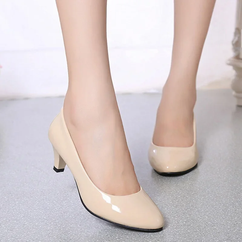 Female Pumps Nude Shallow Mouth Women Shoes Fashion Office Work Wedding Party Shoes Ladies Low Heel Shoes Woman Autumn - view 4