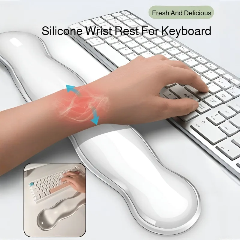 Home Keyboard Wrist Rest Office Anti Slip Mouse Wrist Pad Transparent Silicone Cooling Wrist Rest for Computer Keyboard Laptop