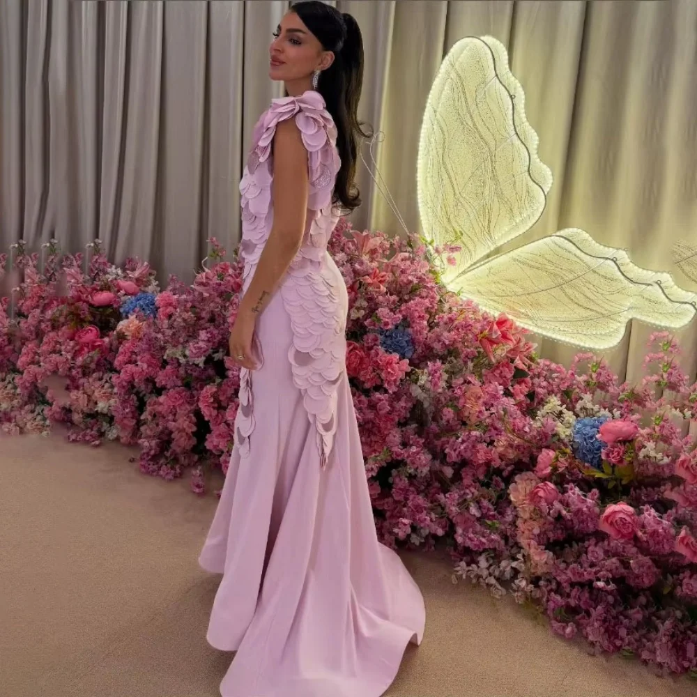 Customized Evening Dress Gorgeous Long Sleeve Prom Dresses Ruched Formal Occasion Shining Applique Party Gown Robe Soiree