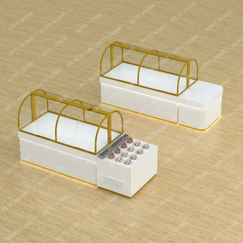XX Hot sales New Baking Bread Display Cabinet Curved Cake Model Middle Island Cabinet Display Table